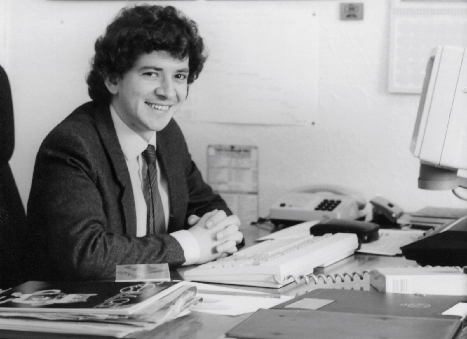Simon in 1986 at his desk when he was the Telecommunications Manager at London Borough of Richmond-upon-Thames.